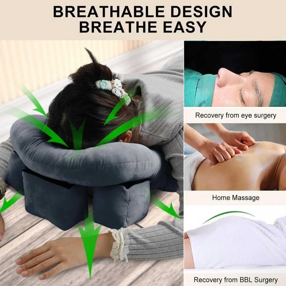 Auliaory Face Down Pillow After surgery, Gray U-Shaped Travel Pillow